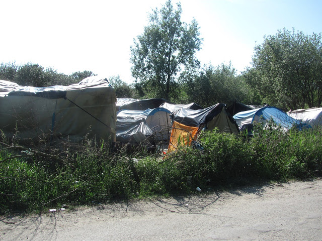 An image showing the 'jungle' in Calais, a refugee camp in the North of France.