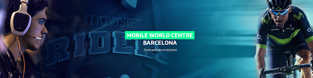 Banner of the Movistar Team and Movistar Riders showcase