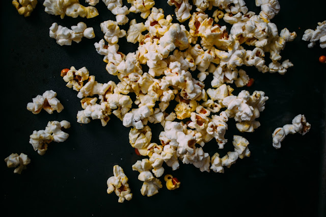 Popcorn on a black table