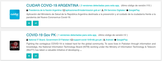 Apps related to COVID-19 published overseas in Google Play
