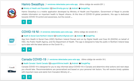 Apps related to COVID-19 published overseas in Google Play