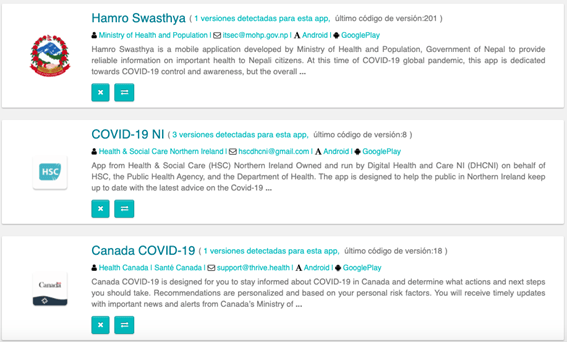 Apps related to COVID-19 published overseas in Google Play