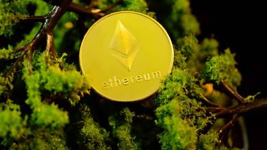 An Ether coin, Ethereum's cryptocurrency