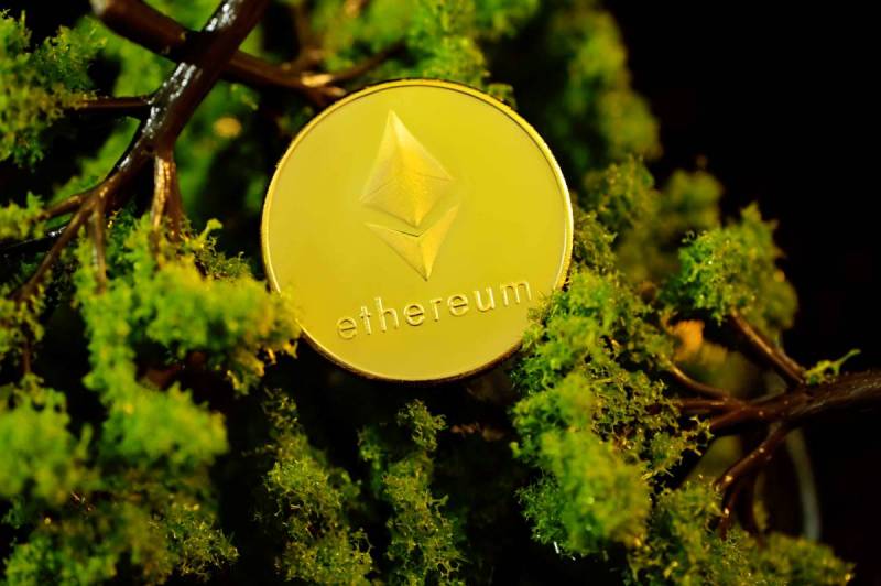 An Ether coin, Ethereum's cryptocurrency